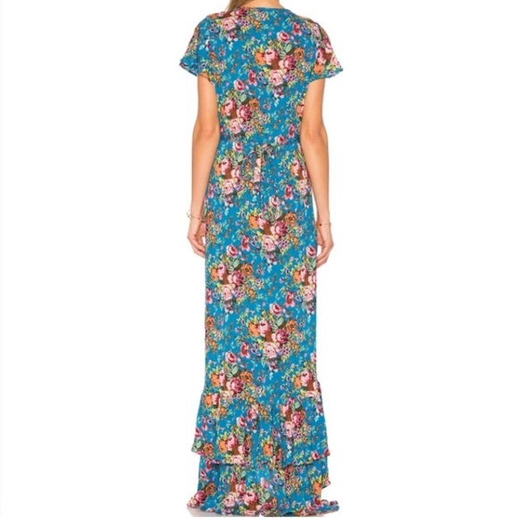 Auguste Beach House Frill Wrap Floral Maxi Dress in Blue Sz 6 - Picture 3 of 12